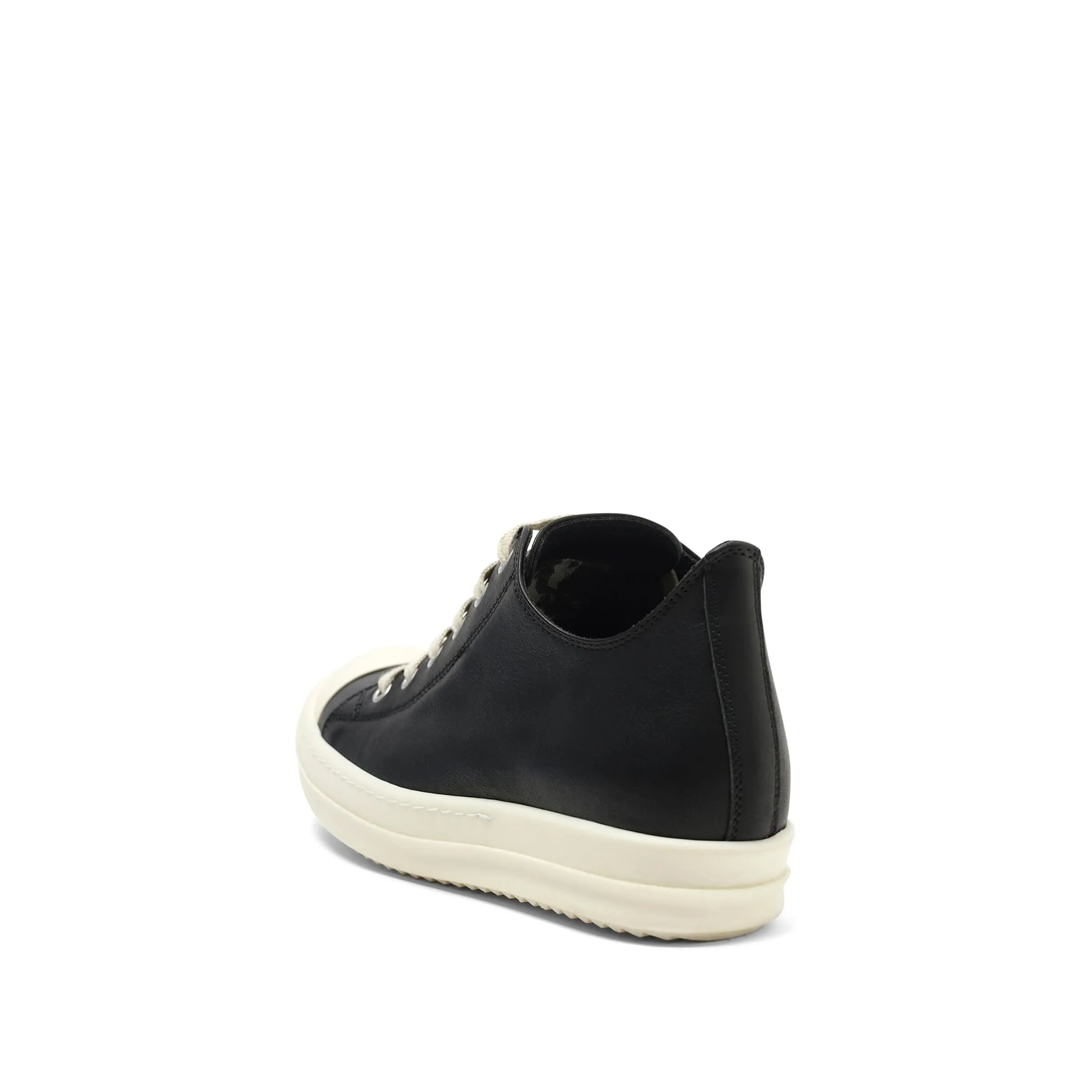 Washed Calf Low Sneaks in Black/Milk