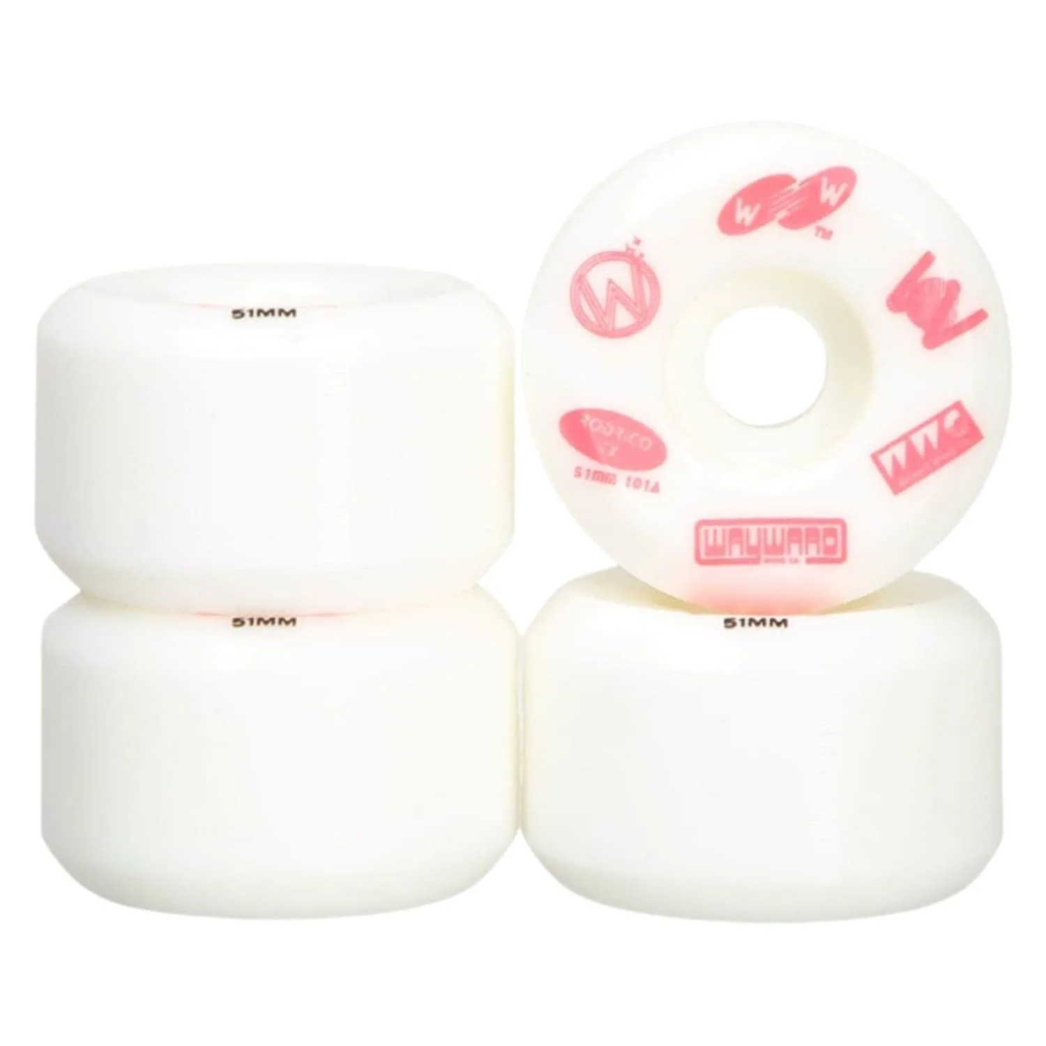 Wayward Wheels Rodrigo TX Funnel Pro Skateboard Wheel - White/Pink - 51mm