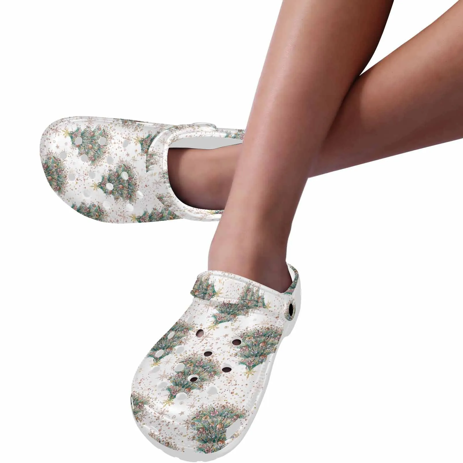 White Christmas  Custom Print Adults Clogs