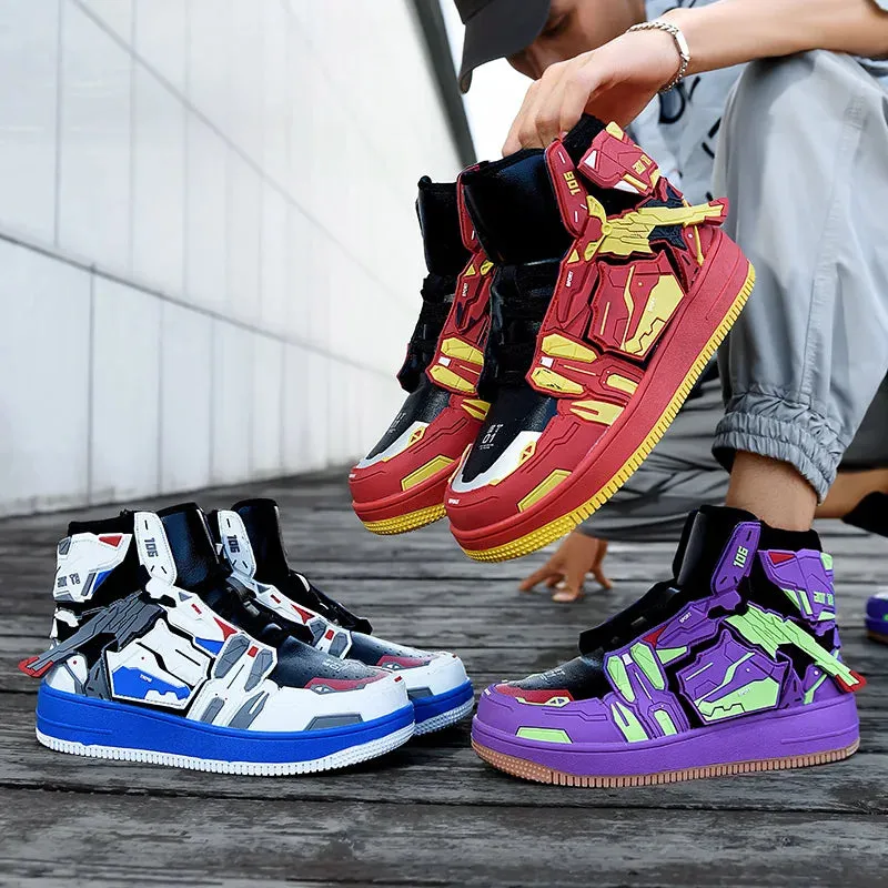 Wing Appliques Patchwork High-Top Sneakers