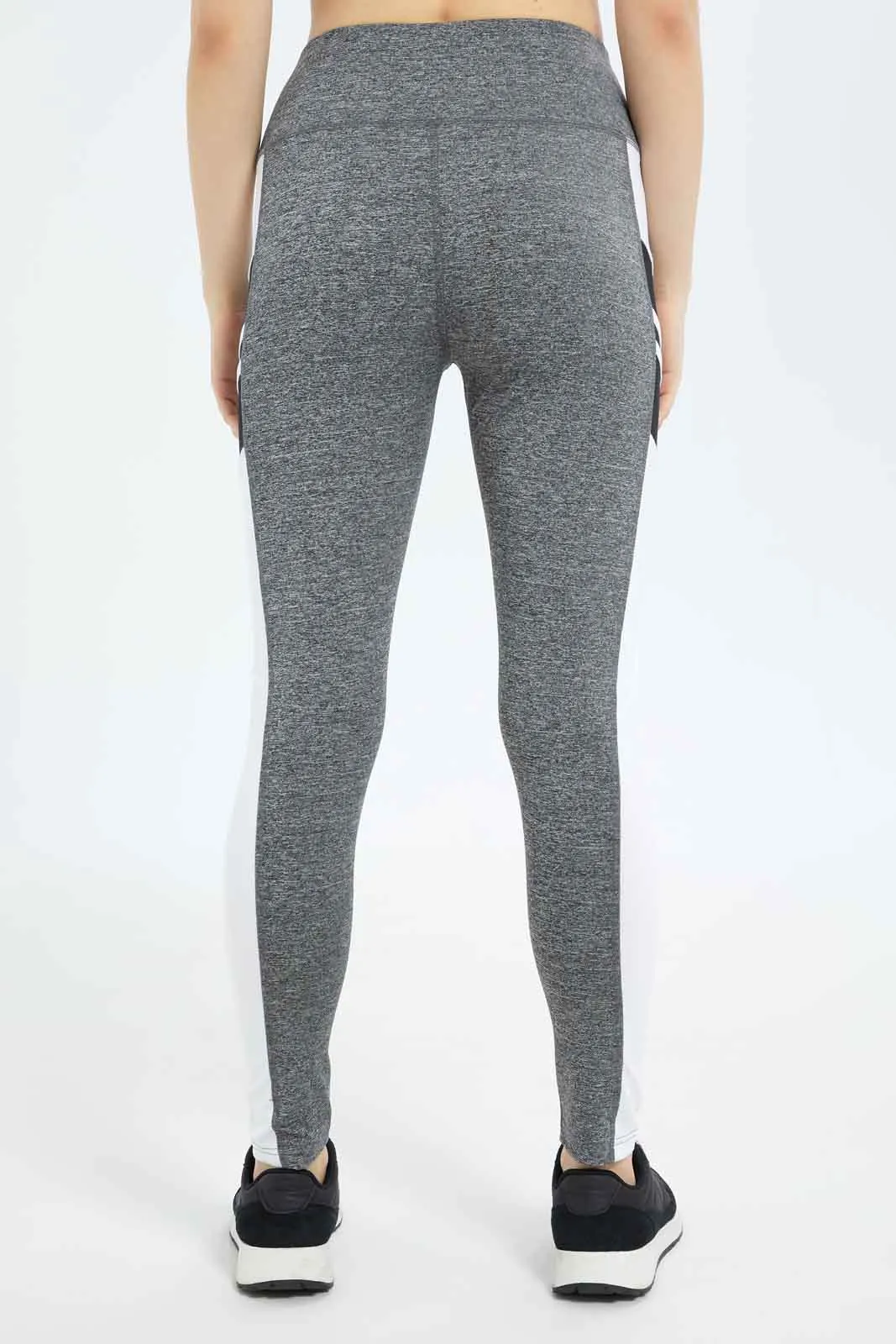 Women White And Grey Active Pant