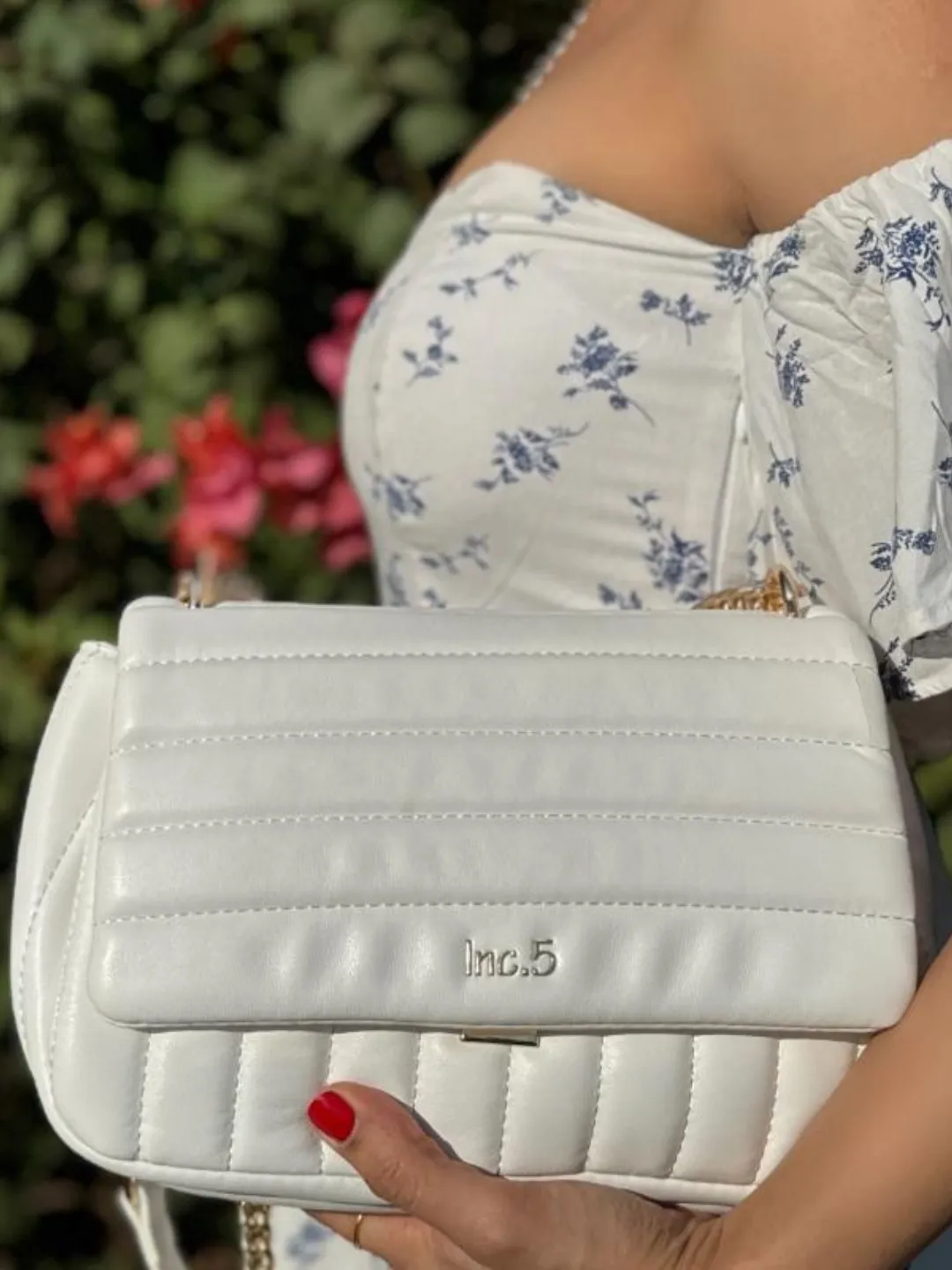 Women White Quilted Sling Bag