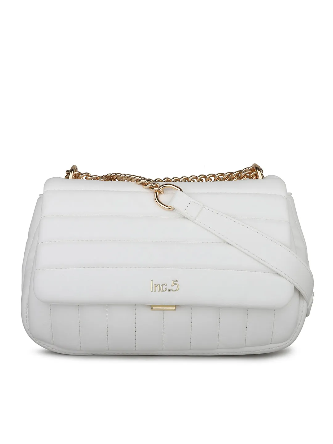 Women White Quilted Sling Bag