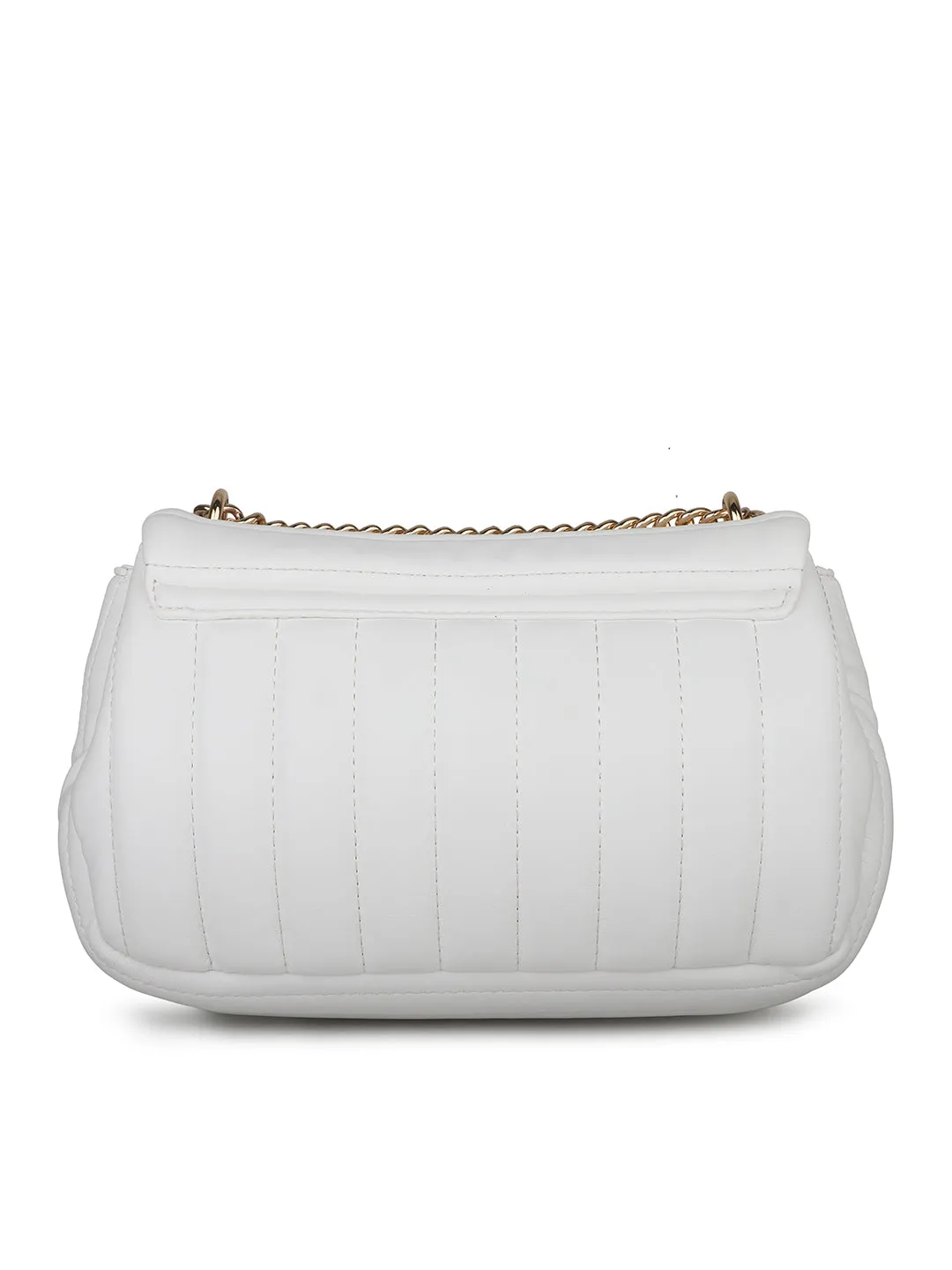 Women White Quilted Sling Bag