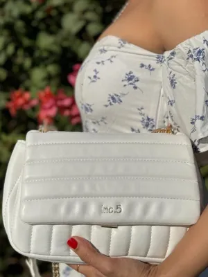 Women White Quilted Sling Bag