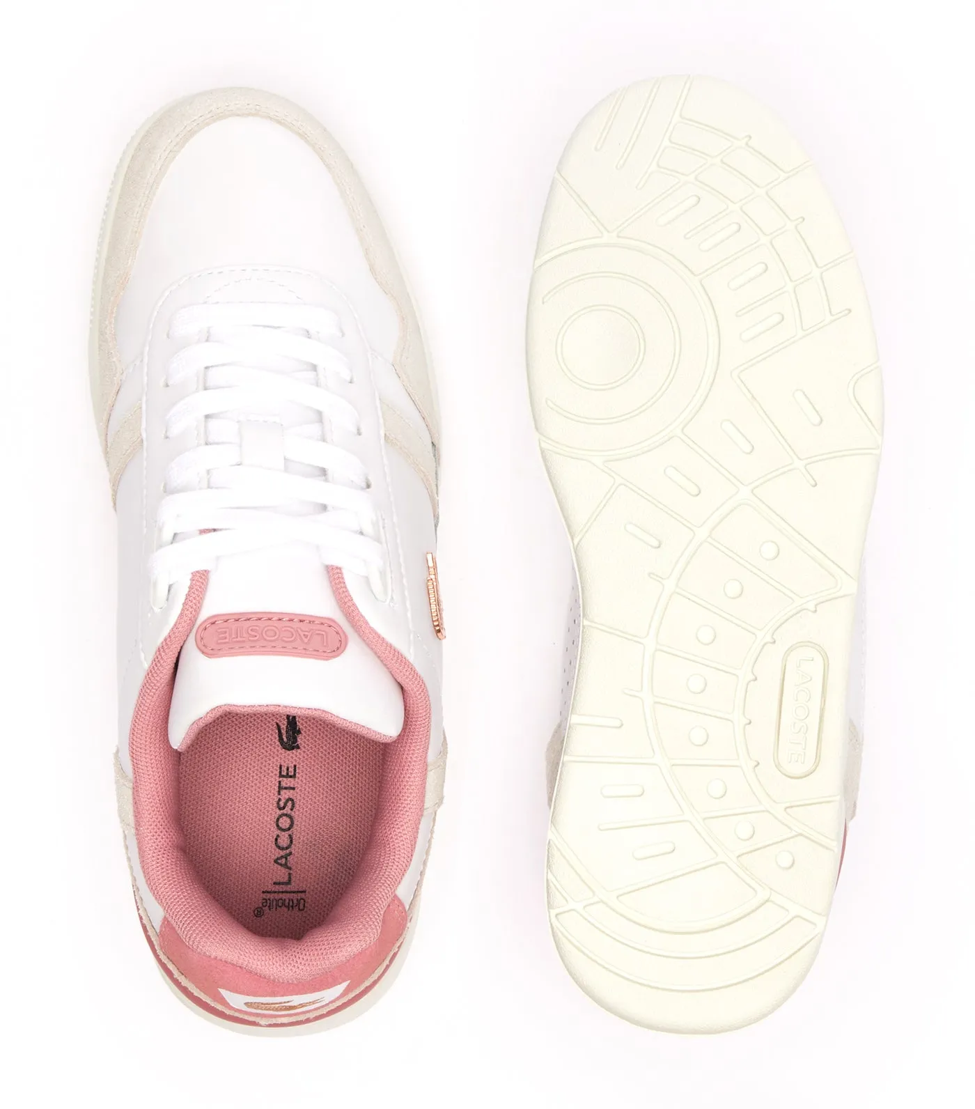 Women's T-Clip Contrasted Leather Trainers White/Light Pink