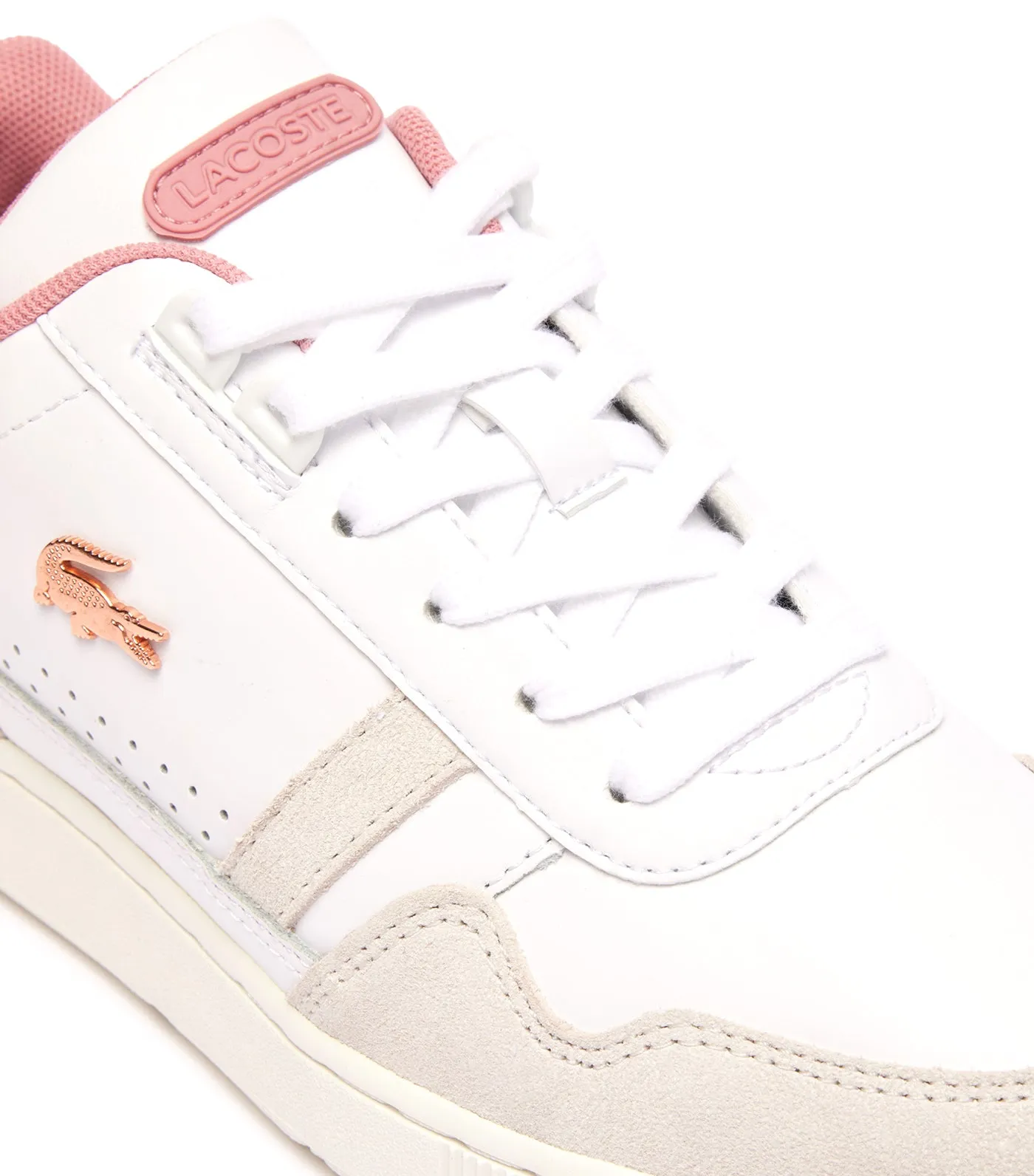 Women's T-Clip Contrasted Leather Trainers White/Light Pink