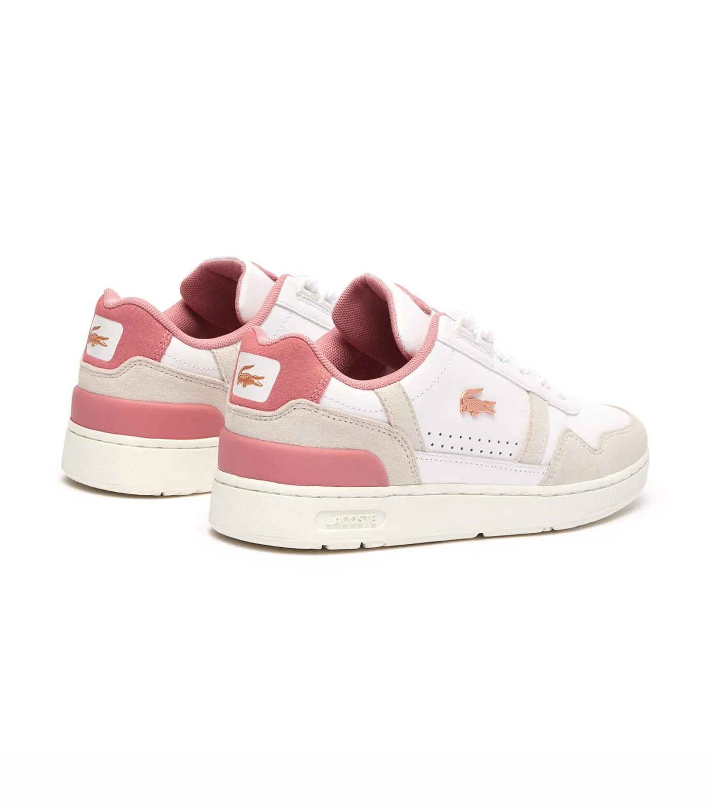 Women's T-Clip Contrasted Leather Trainers White/Light Pink