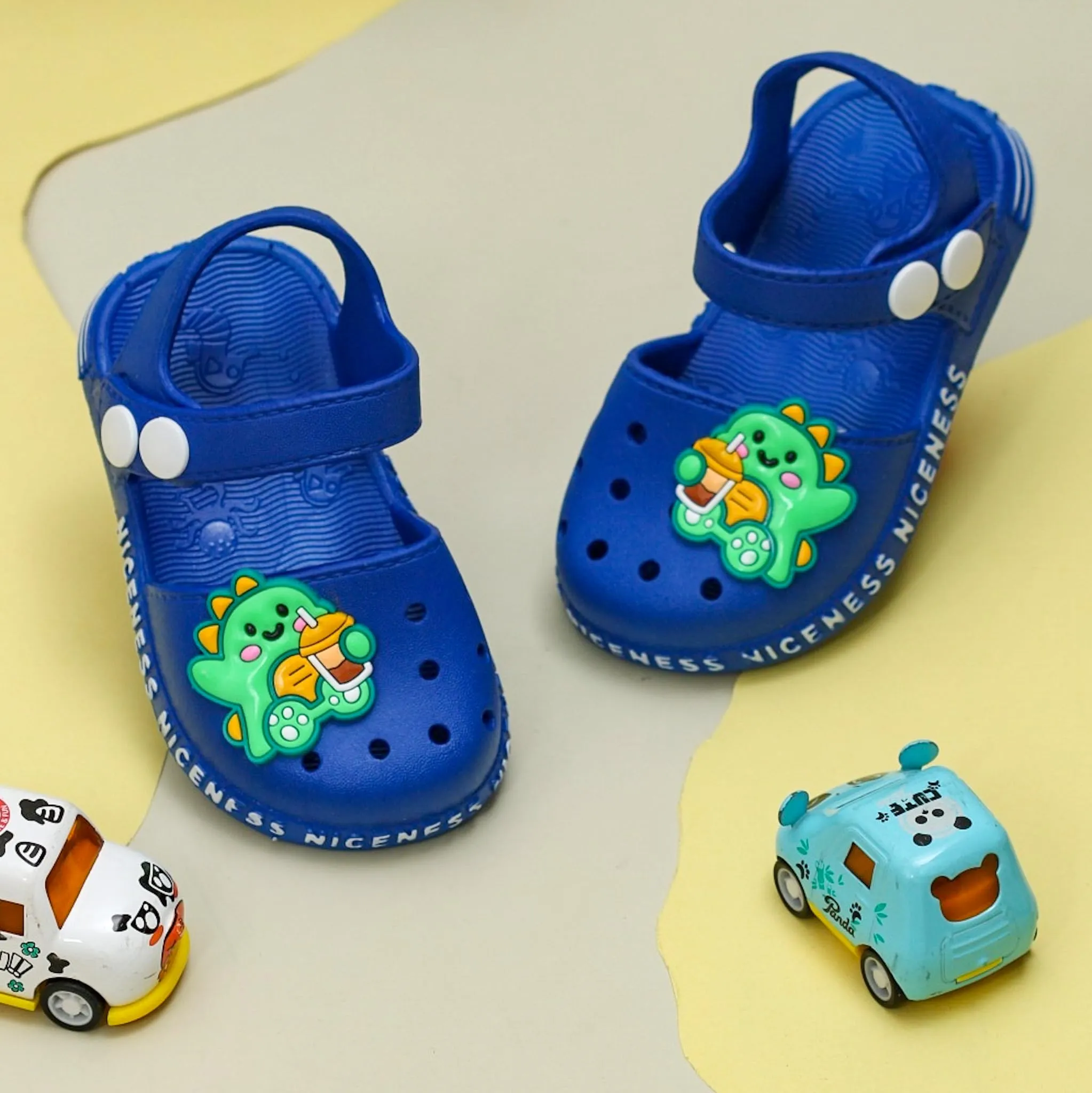 Yellow Bee Dino Sandals for Boys, Blue, 2C, 6-9 Months